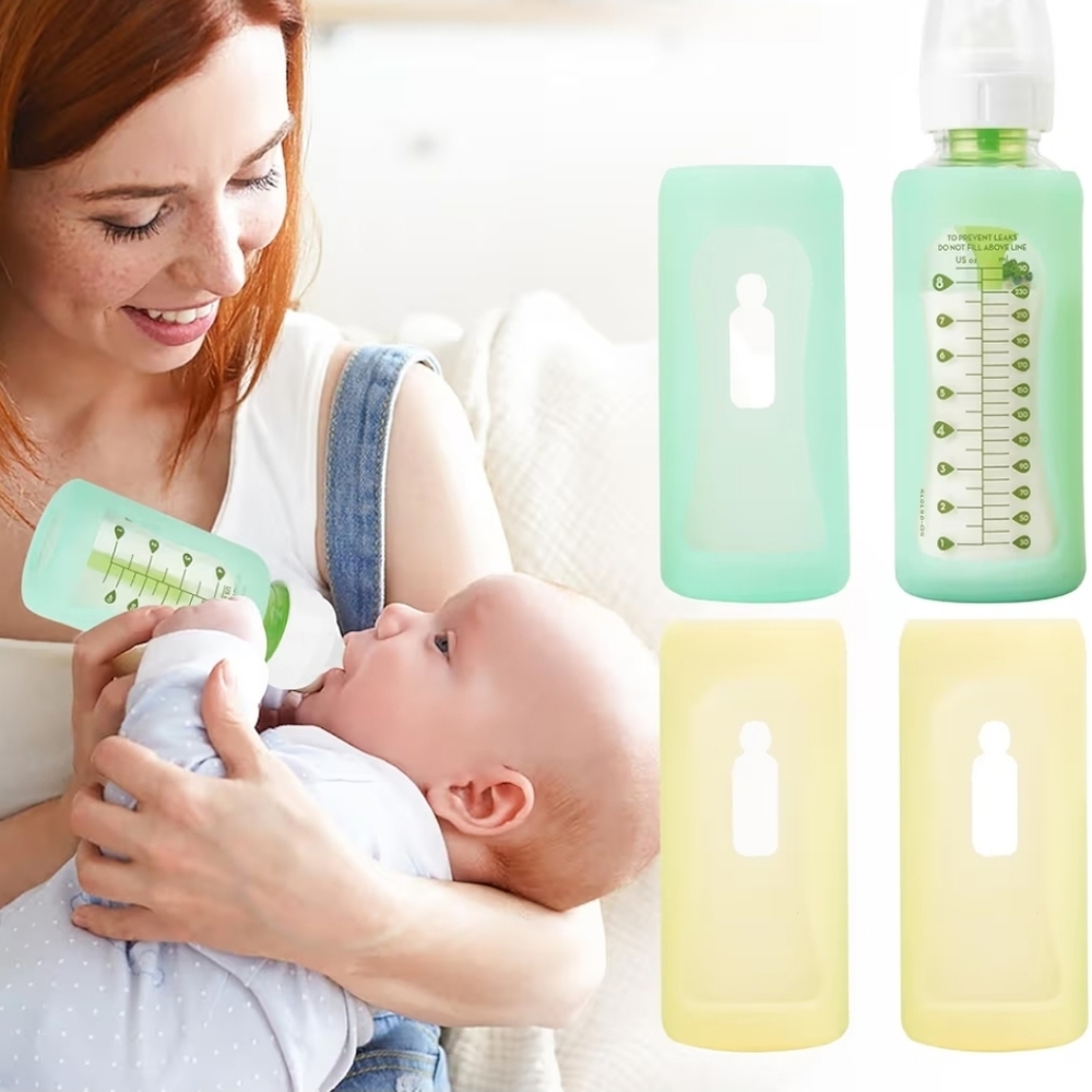 Silicone Bottle Sleeve Set in Green and Yellow